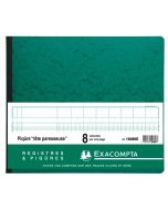 EXACOMPTA : Registre - 8 colonnes sur 1 page 16080E - 270 x 320 mm (Cahier comptable)
