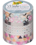 Ruban décoratif autocollant - Hotfoil Argent : FOLIA Washi Tape Lot de 4 Visuel