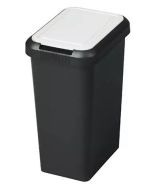 Poubelle de tri sélectif avec couvercle - 45 litres - Noir/Blanc : CEP
