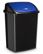 Poubelle avec couvercle à trappe basculante - 50 litres - Noir/Bleu : CEP Image