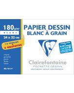 Pochette à dessin - 15 feuilles de papier blanc à grain - 96177C Clairefontaine