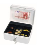 Photo Caissette à monnaie avec clip - Blanc - 200 x 160 x 90 mm : WEDO ouvert