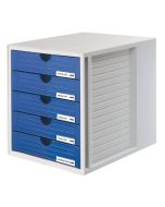 Photo Module de classement - 5 tiroirs - Gris / Bleu : HAN 1450-14