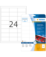 Photo Étiquettes adhésives ultra résistantes amovibles - 66 x 33,8 mm - Blanc HERMA