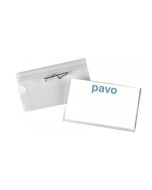 Photo Lot de 100 Badges avec épingle torsadée - 75 x 40 mm : PAVO