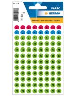 HERMA 4129 : Etiquettes à chiffres autocollants - 8,0 mm - Noir / Rouge, bleu, vert