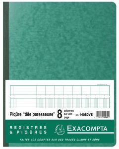 Registre à têtes paresseuses - 8 colonnes - 320 x 250 mm - Vert EXACOMPTA Image