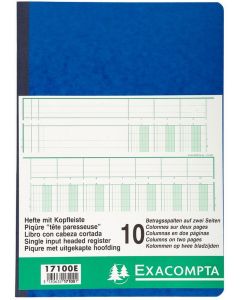 Registre à têtes paresseuses 10 colonnes - 297 x 210 mm EXACOMPTA 17100E Journal photo