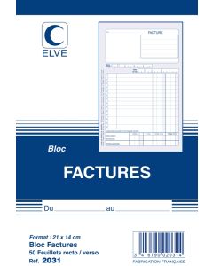 2031 ELVE : Bloc de Factures vierges - 210 x 140 mm couverture