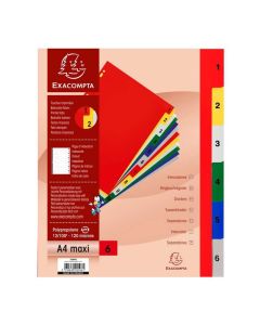 EXACOMPTA 2506E Jeu de 6 intercalaires numériques en PP 1 à 6