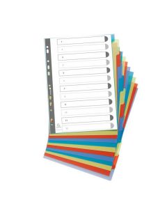 Jeu de 12 Intercalaires A4 en PP recyclé rigide - Assortiment EXACOMPTA photo