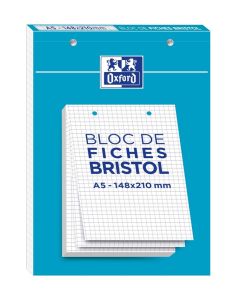 Fiches Bristol quadrillées A5 148 x 210 mm - Blanc OXFORD Lot de 30