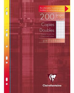 Lot de 200 copies doubles perforées - Petits carreaux - 210 x 297 mm : CLAIREFONTAINE Modèle