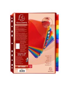 EXACOMPTA : Jeu de 12 intercalaires translucides polypropylène avec poche et porte-étiquette 4844E