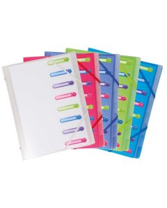 EXACOMPTA : Trieur avec élastiques - 8 compartiments 56189E assortiment