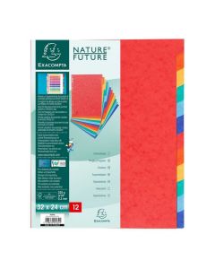 Jeu de 12 Intercalaires 24 x 32 cm en carte lustrée - Assortiment EXACOMPTA 