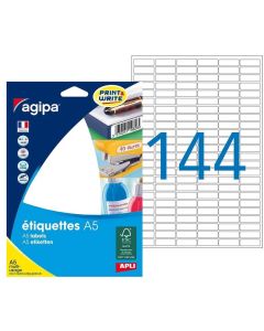 Étiquettes adhésives - 8 x 20 mm - Blanc AGIPA Lot de 2304 