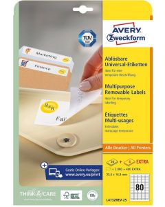 Étiquettes amovibles - Blanc - 35,6 x 16,9 mm AVERY Ecologique Lot de 2400