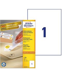 AVERY Étiquettes amovibles 210 x 297 mm L4735REV-100
