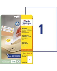 Étiquettes amovibles - Blanc - 210 x 297 mm AVERY Ecologique Lot de 30