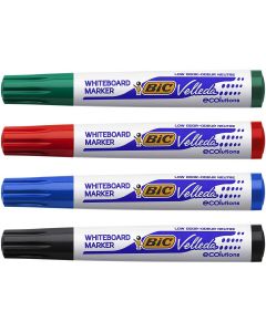 BIC Assortiment de 4 marqueurs Velleda 1701 Feutre Tableau blanc