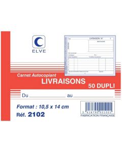 LIVRAISONS Carnet autocopiant Dupli - 140 x 105 mm ELVE 2102