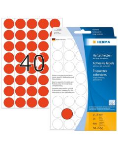 HERMA : Lot de 960 étiquettes adhésives rondes - 19,0  mm - Rouge fluo
