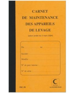 ELVE Carnet de maintenance - Appareil de levage et de manutention