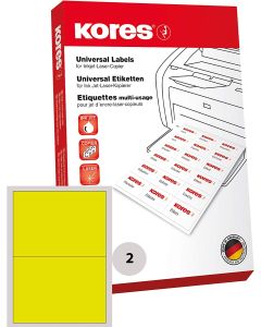Lot de 200 étiquettes adhésives - Jaune - 210 x 148 mm : KORES