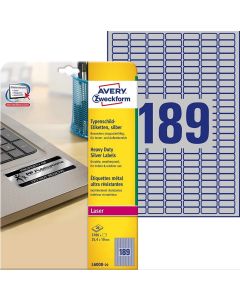 Étiquettes adhésives de Signalisation - 25,4 x 10,0 mm - Argent : AVERY Lot de 3780 Image