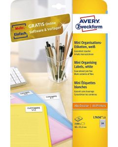 Mini-étiquettes - 46 x 11,1 mm - Blanc : AVERY L7656 Lot de 2100 Image