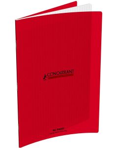 Photo Cahier Séyès / Grands carreaux rouge - Polypro - 96 pages - 240 x 320 mm CONQUERANT :