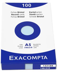 Photo Fiches Bristol unies - 148 x 210 mm - Bleu azur EXACOMPTA Image