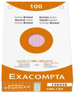 Photo Fiches Bristol quadrillées et perforées - 100 x 150 mm - Assortiment EXACOMPTA Image