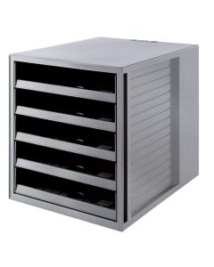 Photo Module de classement - 5 tiroirs ouverts - Gris : HAN KARMA 14018-18