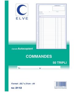 Photo Carnet de commandes 297 x 210 mm - Autocopiant Tripli ELVE