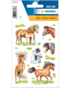 Photo HERMA : Lot de 18 stickers en papier - Chevaux dessinés - 3307
