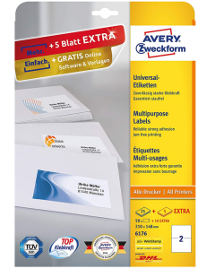 Photo Étiquettes adhésives - 210 x 148 mm - Blanc AVERY Lot de 60