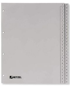 Photo HETZEL : Jeu de 52 intercalaires à chiffres en plastique - 226 x 297 mm