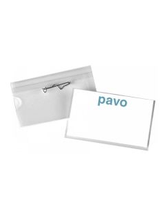 Photo Lot de 50 Badges avec épingle torsadée - 60 x 40 mm : PAVO