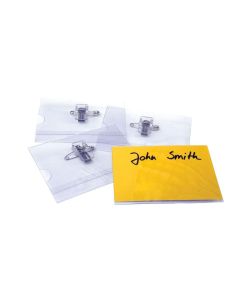 Photo Lot de 50 Badges avec clip combi - 75 x 40 mm : PAVO