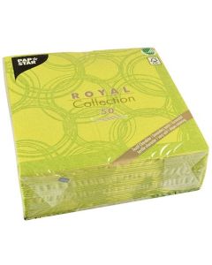Photo Lot de 50 serviettes en papier - Vert citron - 400 x 400 mm : PAPSTAR ROYAL Collection Bubbles Image
