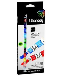 Photo Lot de 12 tubes de gouache - Assortiment WONDAY
