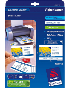 Photo Carte de visite blanche - 220 g - 85 x 54 mm AVERY Quick et Clean Premium