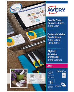 Photo Carte de visite blanche - 270 g - 85 x 54 mm AVERY Quick et Clean Premium