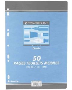 Photo CONQUERANT SEPT : Lot de pages - Feuillets mobiles à dessin - Blanc - 210 x 297 mm