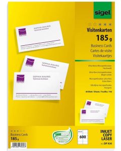 Photo SIGEL : Lot de 600 cartes de visites extra blanches - 180 g DP930