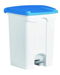 Photo Poubelle à pédale avec couvercle - 45 litres - Blanc/Bleu : HELIT H2402134