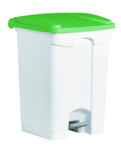 Photo Poubelle à pédale avec couvercle - 45 litres - Blanc/Vert : HELIT H2402151