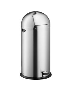 Photo Poubelle à pédale en acier avec clapet push 52 litres - Argent : HELIT H2405400
